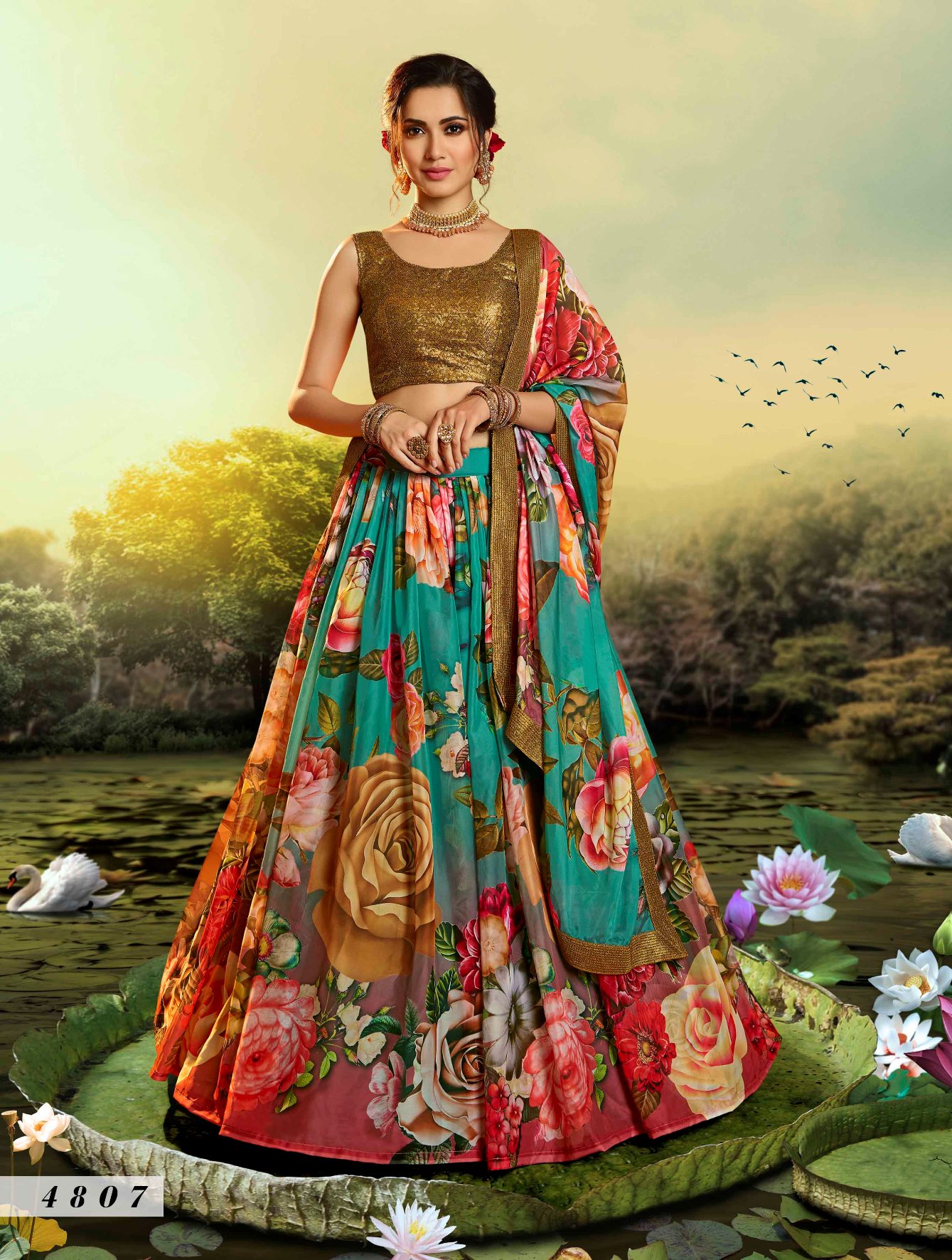 Buy Yellow Floral Print Georgette Ready-to-wear Party Gown From Ethnic Plus