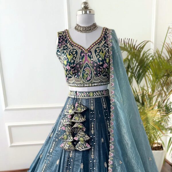 Designer Grey Sangeet Lehenga Choli - Image 3