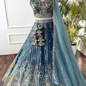 Designer Grey Sangeet Lehenga Choli