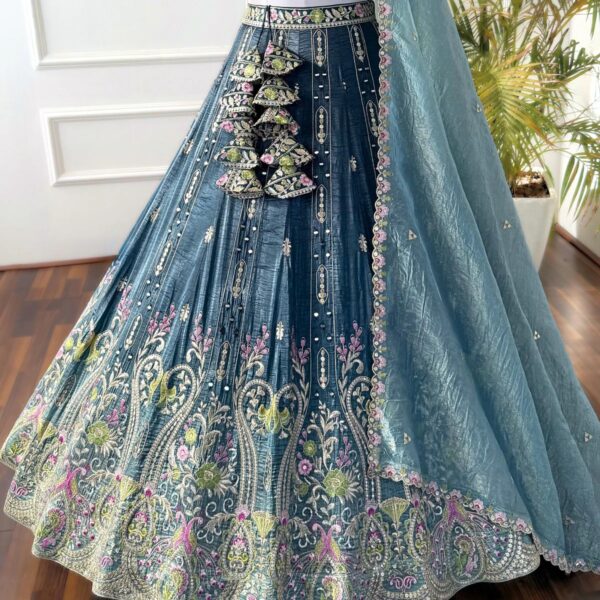 Designer Grey Sangeet Lehenga Choli - Image 2