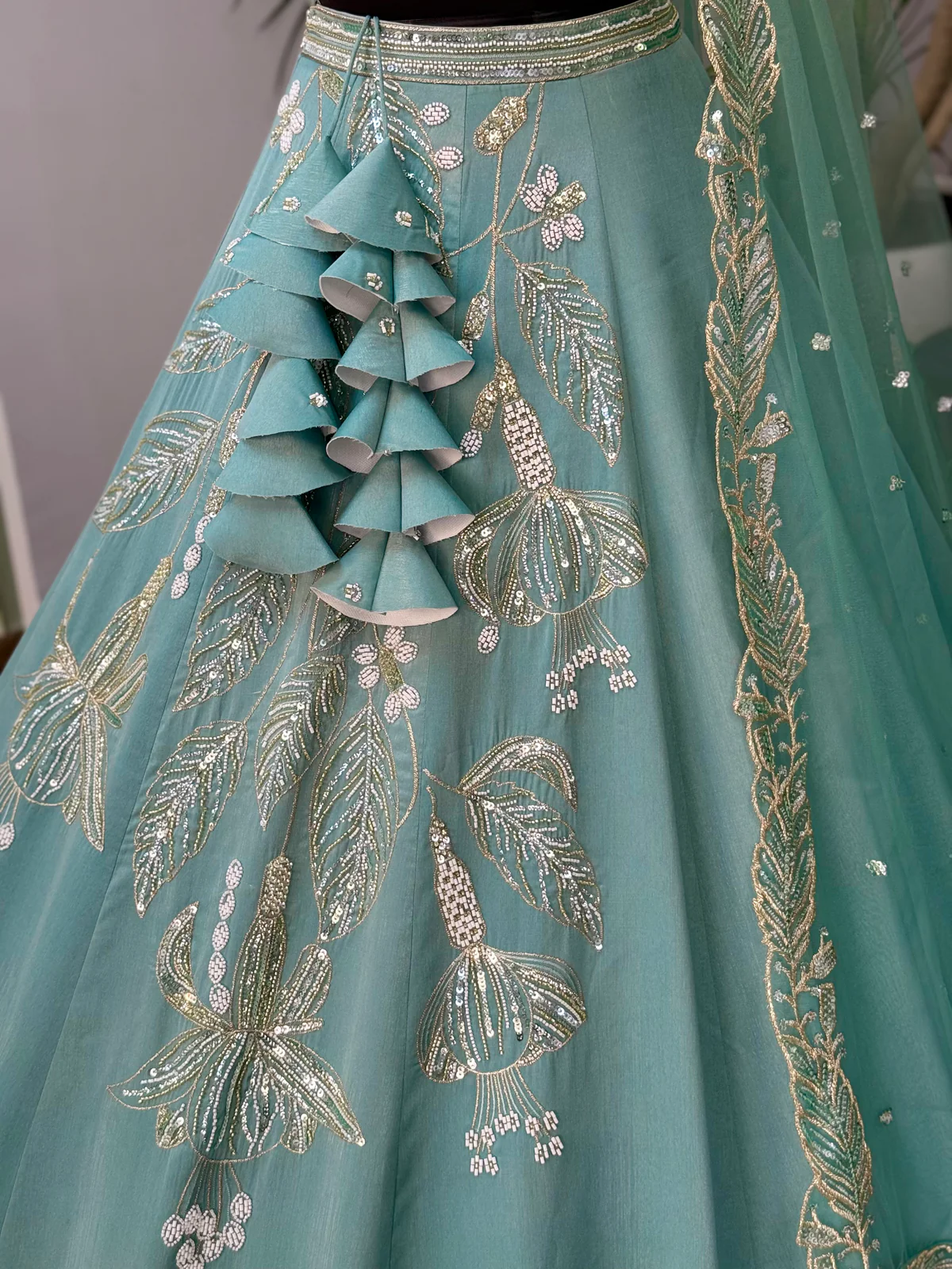 Skyblue Wedding Sangeet Lehenga - Image 3