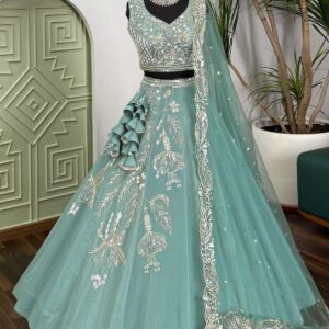 Skyblue Wedding Sangeet Lehenga