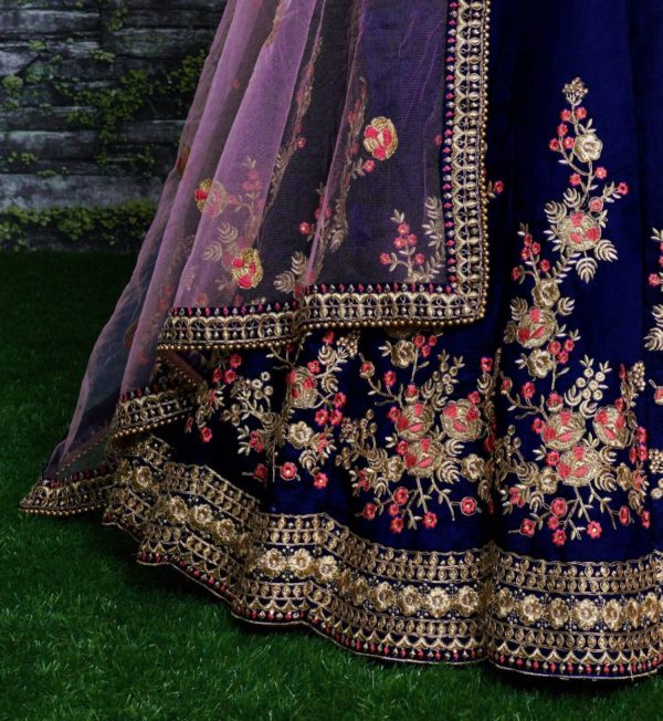 Appealing Blue Embroidered Lehenga Choli - Image 3