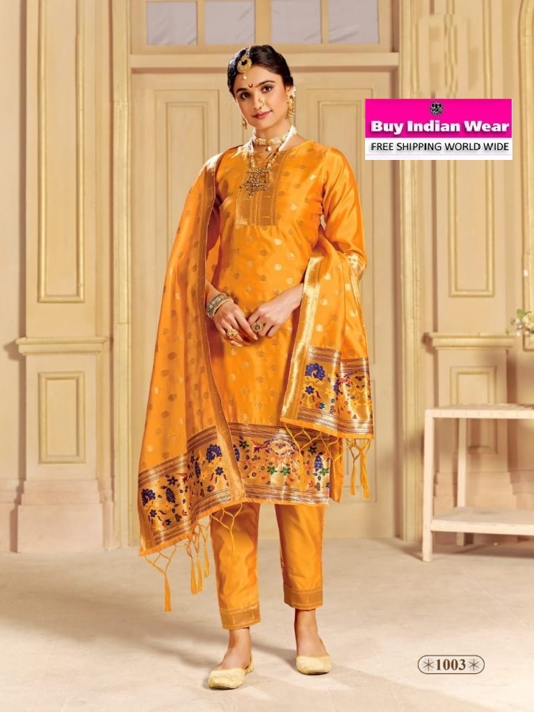 Paithani Style Yellow Salwar suit