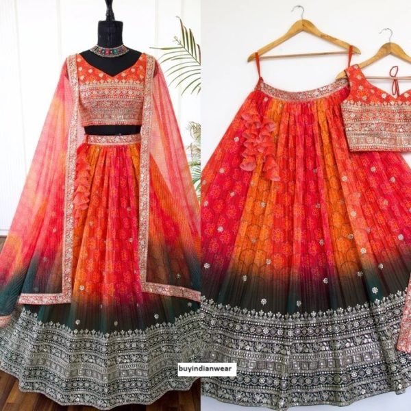 Stunning Orange multishade lehenga choli