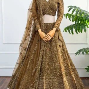 Antique Gold Wedding Lehenga Choli
